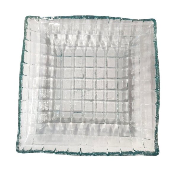 Mid Century Modern Art Glass Tray Grid Pattern Decor for Coffee Table Accent Tra - Picture 2 of 8